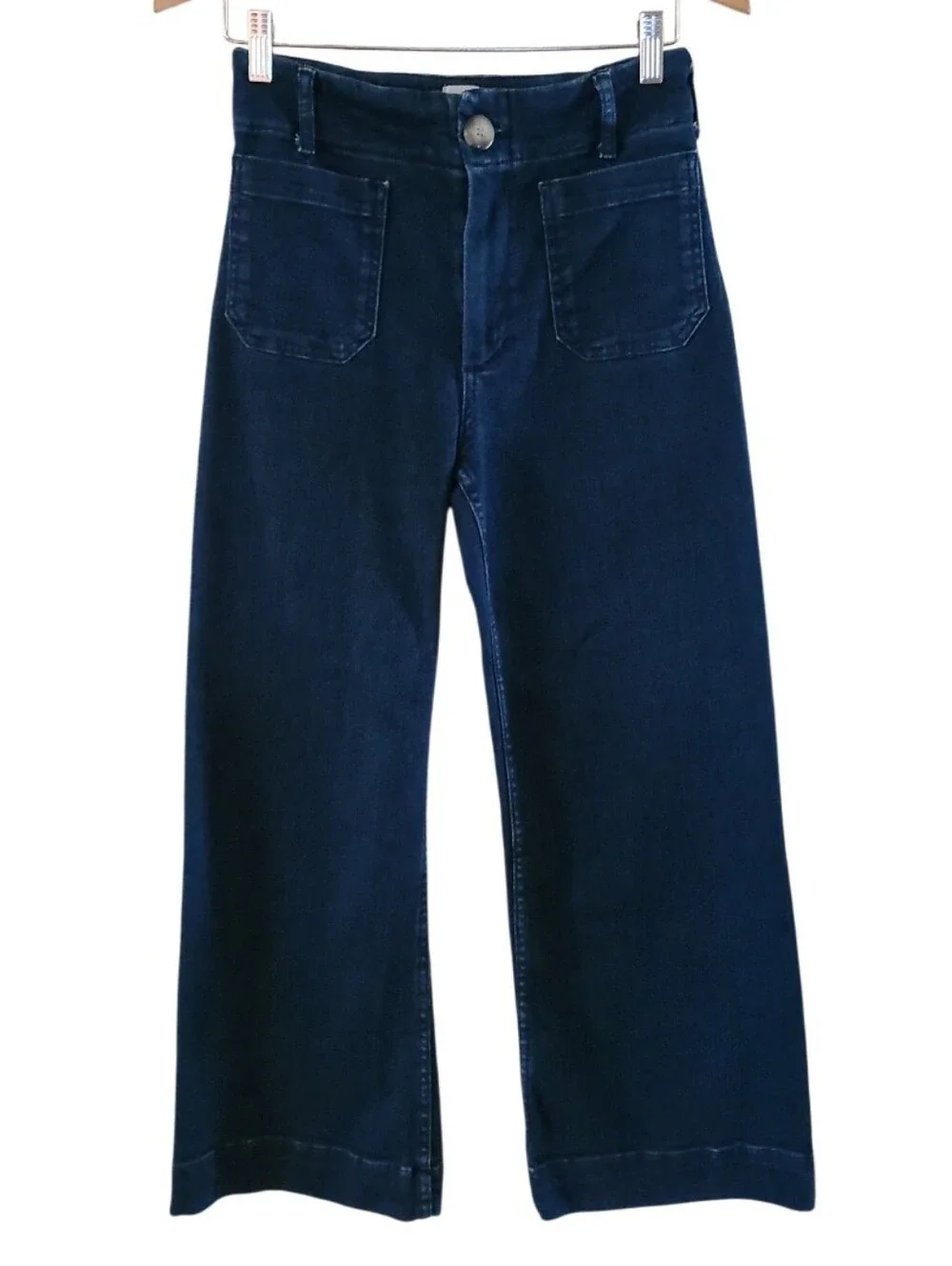 Maeve Anthroplogie The Colette Cropped Wide Leg Pants Jeans Dark Blue - Picture 3 of 16
